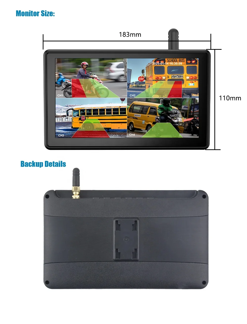 IPoster 7in Wireless 3ch DVR IPS Monitor AI Blind Spot Detection With 3x10000mah Rechargeable Magnetic Solar Wifi Cameras Kit
IPoster 7in Wireless 3ch DVR IPS Monitor AI Blind Spot Detection With 3x10000mah Rechargeable Magnetic Solar Wifi Cameras Kit