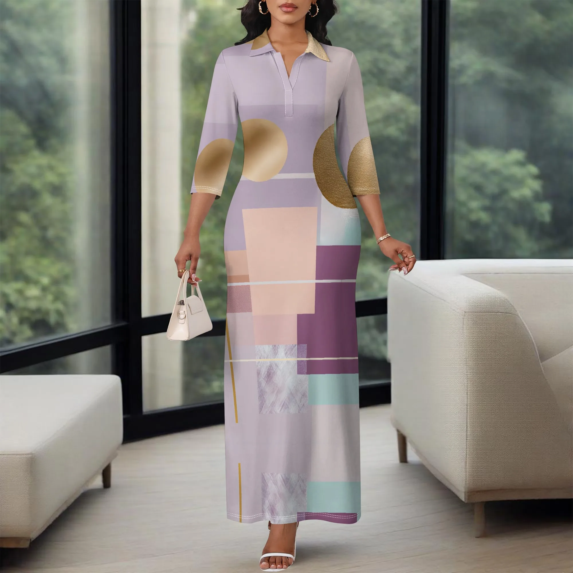 Modern Geometric Maxi Shirt Dress XS-3XL Long Sleeve Style for Art Gallery, Creative Office or Minimal Chic Spring Look
Modern Geometric Maxi Shirt Dress XS-3XL Long Sleeve Style for Art Gallery, Creative Office or Minimal Chic Spring Look