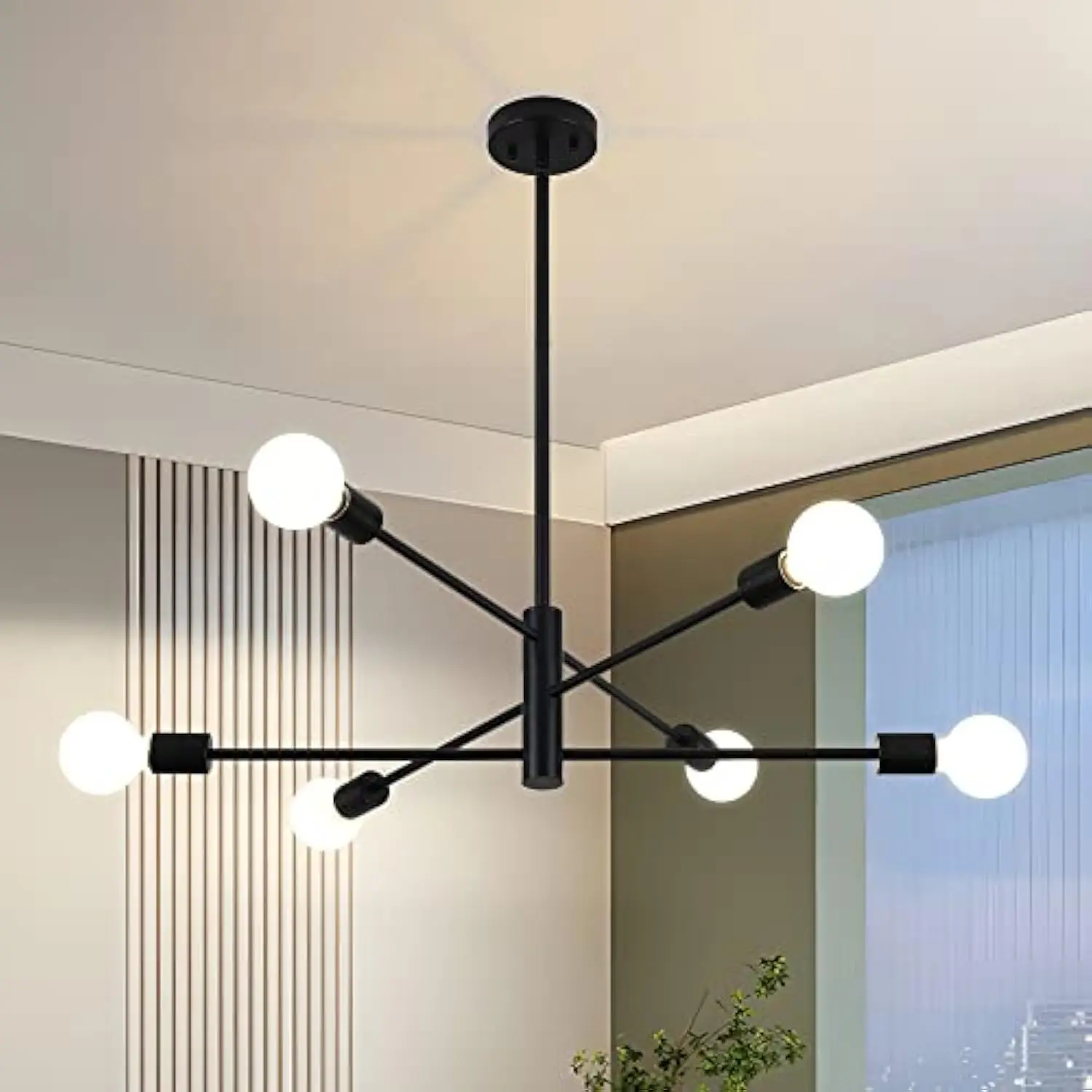 6 Lights Black Sputnik Chandeliers Modern Light Fixtures, Mid Century Chandelier Adustable Length Pendant Light for Dining Roo
6 Lights Black Sputnik Chandeliers Modern Light Fixtures, Mid Century Chandelier Adustable Length Pendant Light for Dining Roo