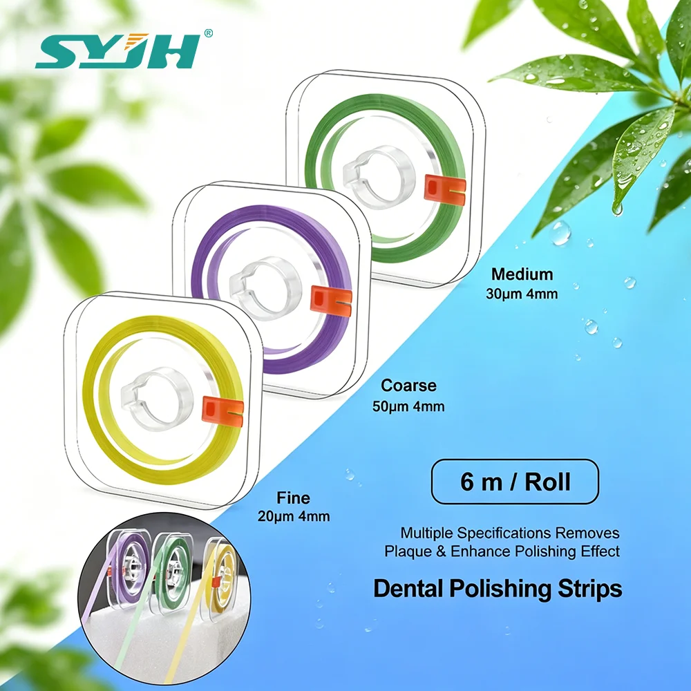 SYJH Dental 6m*4mm Roll Polishing Strip Coarse/Medium/Fine Resin Teeth Grinding Shaping Whitening Dentistry Whitening Material
SYJH Dental 6m*4mm Roll Polishing Strip Coarse/Medium/Fine Resin Teeth Grinding Shaping Whitening Dentistry Whitening Material