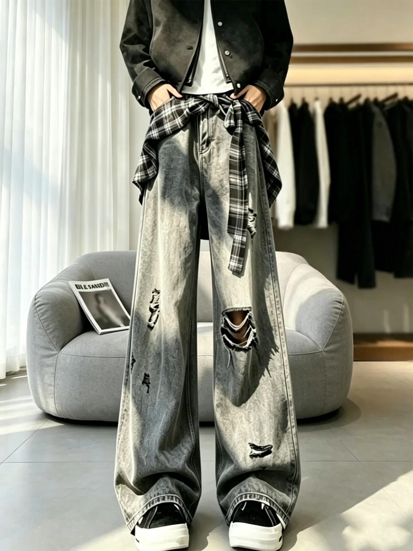 American High Street Style Men's Jeans CleanFit High Waist Wide Leg Pants Fake Two-Piece Butt Curtain Straight Micro Flared P...
American High Street Style Men's Jeans CleanFit High Waist Wide Leg Pants Fake Two-Piece Butt Curtain Straight Micro Flared P...