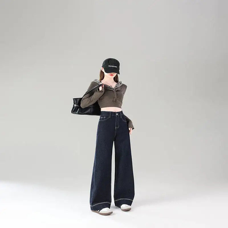 High Waist Black Wide Leg Jeans Women's Loose Slim Fit Straight Cut Trousers Autumn Winter plus Size Fashion Commute Style
High Waist Black Wide Leg Jeans Women's Loose Slim Fit Straight Cut Trousers Autumn Winter plus Size Fashion Commute Style