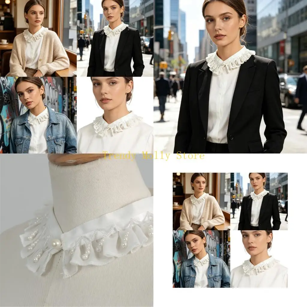 N5KB Classical White Pearls Detachable Collar With Lace Trimmed Adjustable Pearls Embellished Collar For Casual Wear
N5KB Classical White Pearls Detachable Collar With Lace Trimmed Adjustable Pearls Embellished Collar For Casual Wear
