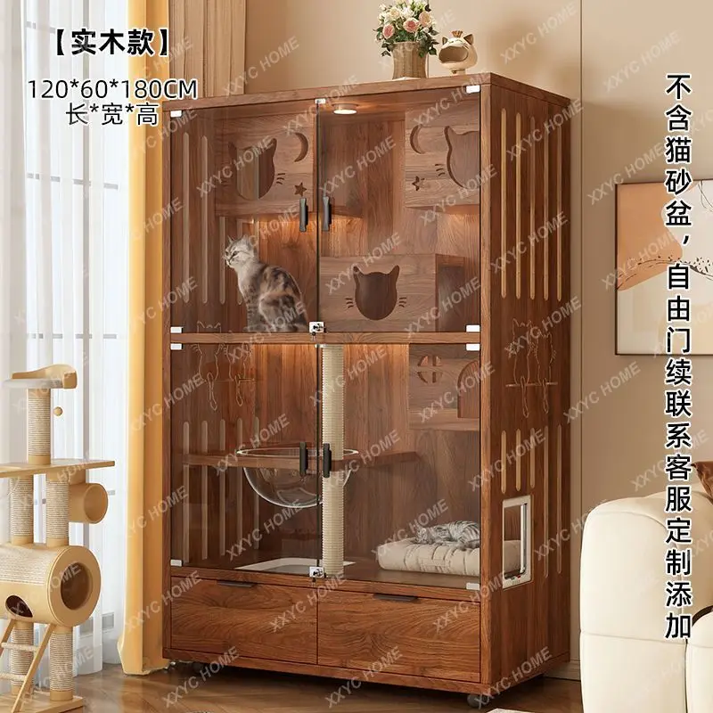 SLLarge free space cat house solid wood cat cage household interior
SLLarge free space cat house solid wood cat cage household interior