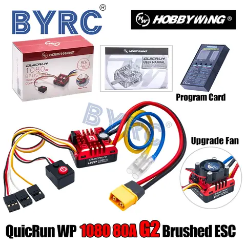 Nowy obsługi Hobbywing QuicRun WP 1080 G2 80A szczotkowanego wodoodporny ESC elektroniczny regulator prędkości dla 1/10 samochód zdalnie sterowany RC samochodu