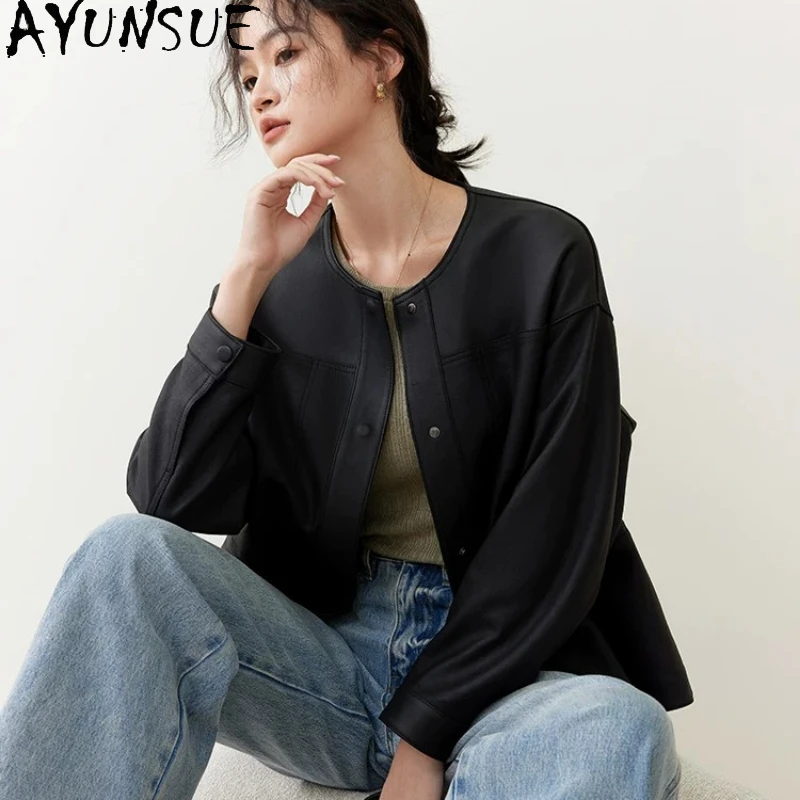 AYUNSUE Real Leather Jacket Women Black Natural Sheepskin Womens Coats Spring Autumn Clothes Loose Fit New 2026 Jaqueta De Couro
AYUNSUE Real Leather Jacket Women Black Natural Sheepskin Womens Coats Spring Autumn Clothes Loose Fit New 2026 Jaqueta De Couro