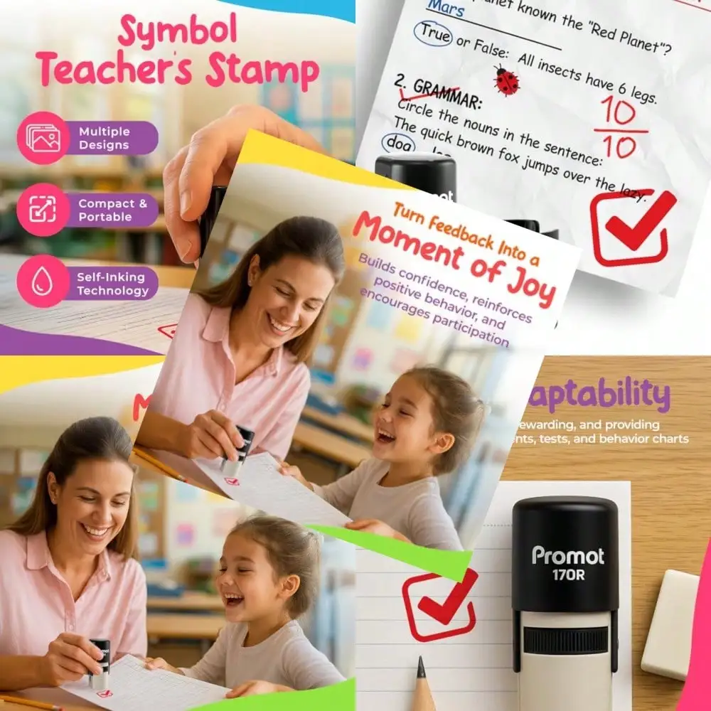 Self-Inking Stamps For Teachers, Round Rubber Stamp For Grading And Feedback, Quick-Dry Ink Stamps, Clear Imprint, Refillable Classroom Stamp And No-Mess Design
Self-Inking Stamps For Teachers, Round Rubber Stamp For Grading And Feedback, Quick-Dry Ink Stamps, Clear Imprint, Refillable Classroom Stamp And No-Mess Design