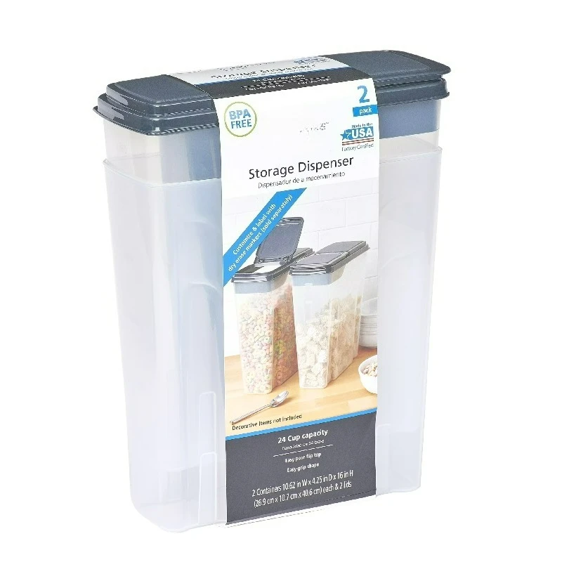 2-Pack Plastic Cereal Keeper Storage Containers, Kitchen Pantry Organizer Canisters for Cereal and Dry Food Storage
2-Pack Plastic Cereal Keeper Storage Containers, Kitchen Pantry Organizer Canisters for Cereal and Dry Food Storage