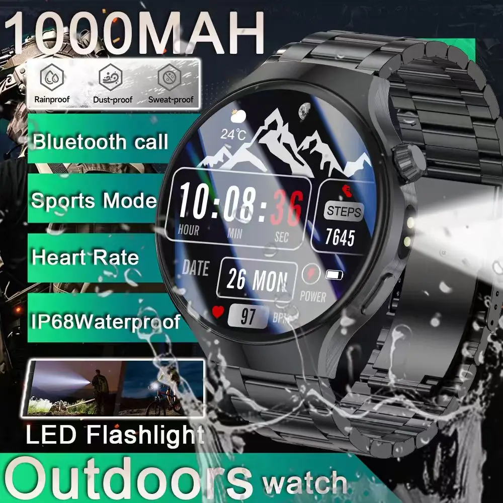 2026NEW Outdoors Smart watch Unisex 1000MAH 1.70 HD screen Bluetooth call Waterproof GPS LED Flashlight Health monitoring Sports
2026NEW Outdoors Smart watch Unisex 1000MAH 1.70 HD screen Bluetooth call Waterproof GPS LED Flashlight Health monitoring Sports
