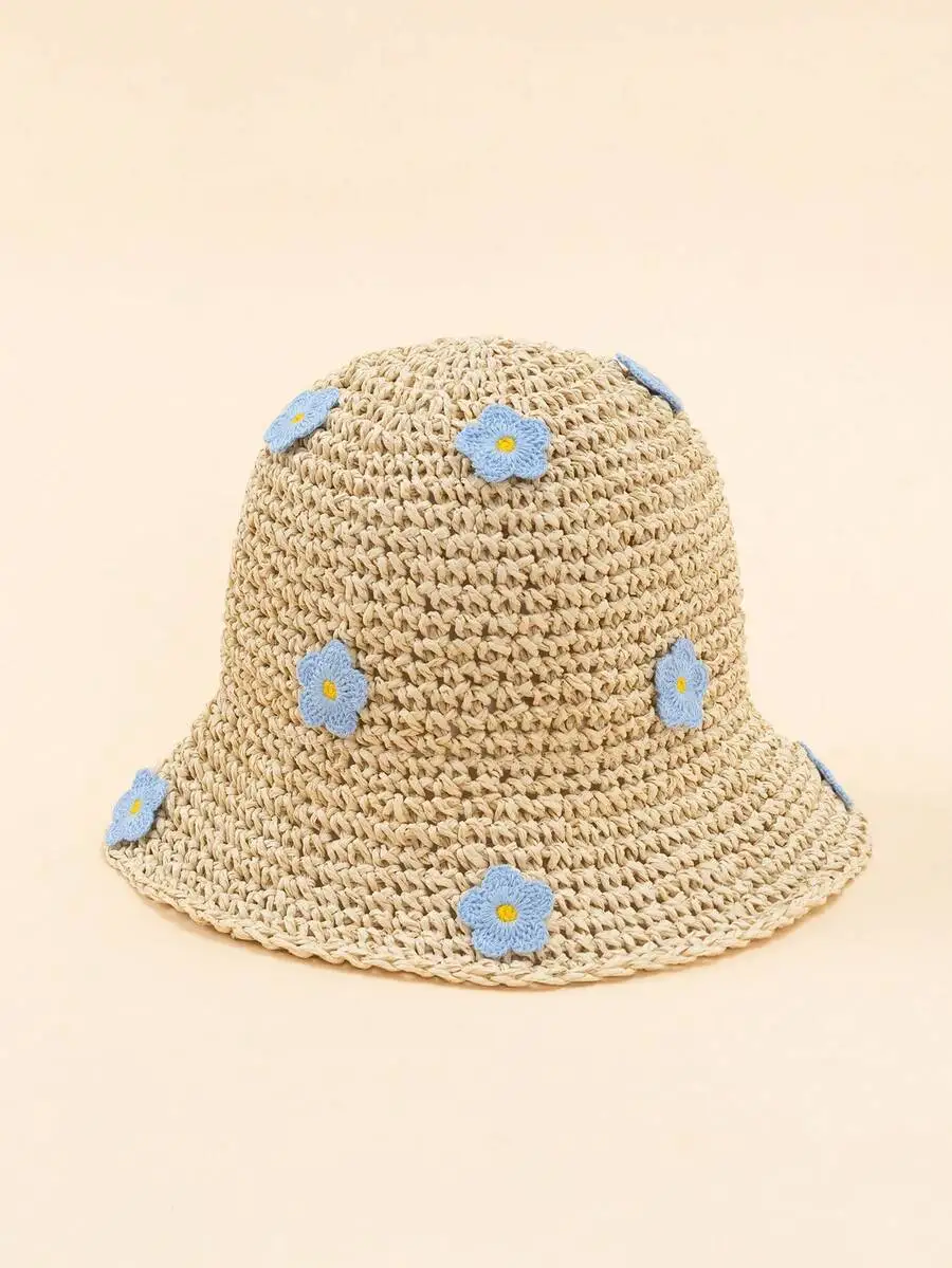 Adult Crochet Straw Sun Hat With Blue Flower Trim Wide Brim Summer Hat
Adult Crochet Straw Sun Hat With Blue Flower Trim Wide Brim Summer Hat