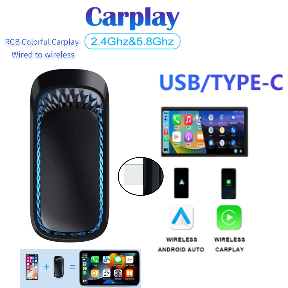 2 в 1 Mini Carplay и Android Auto Красочный автомобильный адаптер AI Box Проводной к беспроводному с USB Plug and Play для универсального автомобильного радио
2 в 1 Mini Carplay и Android Auto Красочный автомобильный адаптер AI Box Проводной к беспроводному с USB Plug and Play для универсального автомобильного радио