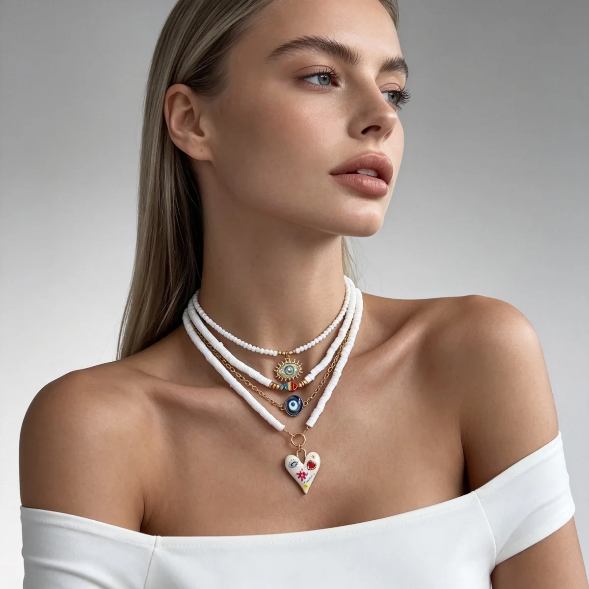 Cute Colorful Print Heart Eye Fish Soft Clay Necklace For Women Men Multilayer Sweet Cherry Rice Beads Stackable Choker Jewelry
Cute Colorful Print Heart Eye Fish Soft Clay Necklace For Women Men Multilayer Sweet Cherry Rice Beads Stackable Choker Jewelry