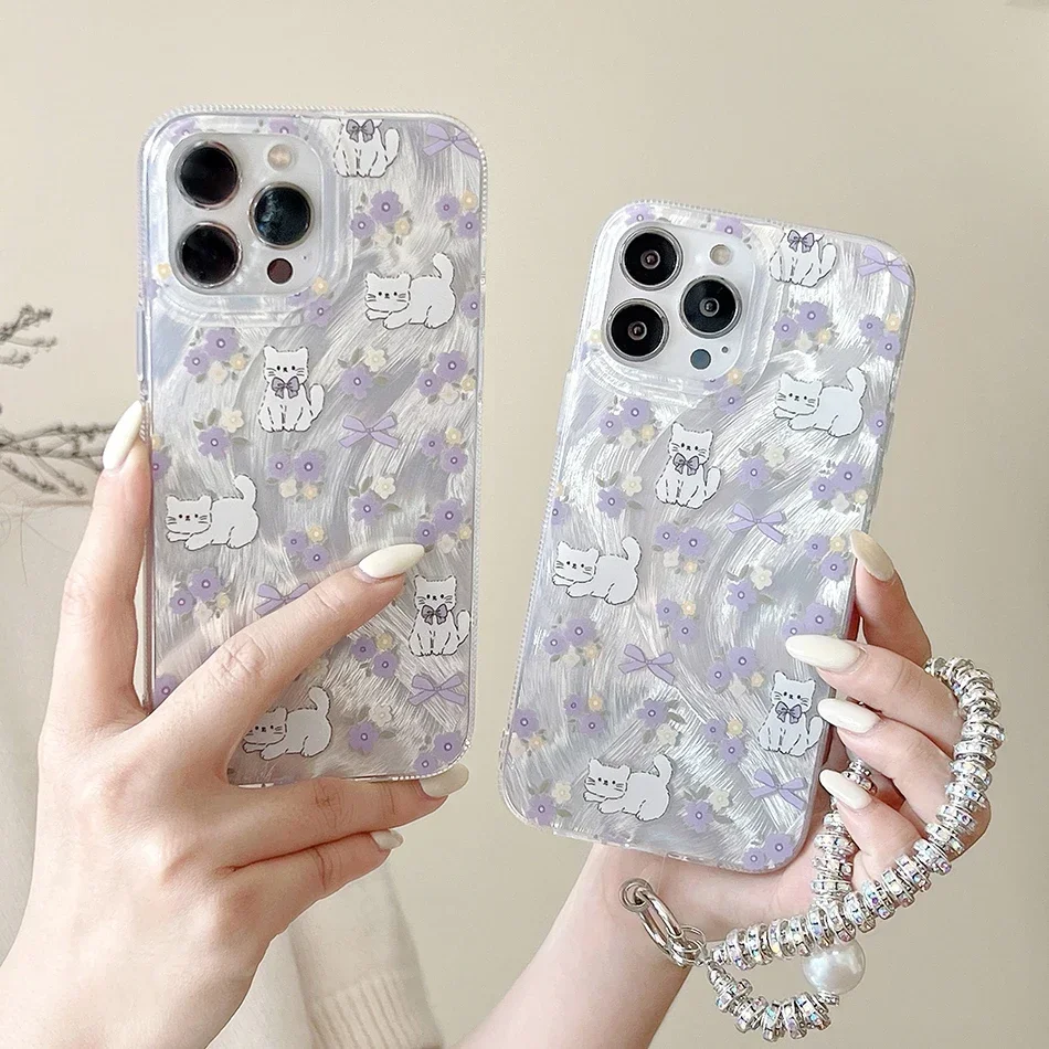 Purple Flower Cat Case for IPhone 15 14 13 12 11 Pro Max Feather Yarn Large Hole Protection Phone Cover
Purple Flower Cat Case for IPhone 15 14 13 12 11 Pro Max Feather Yarn Large Hole Protection Phone Cover