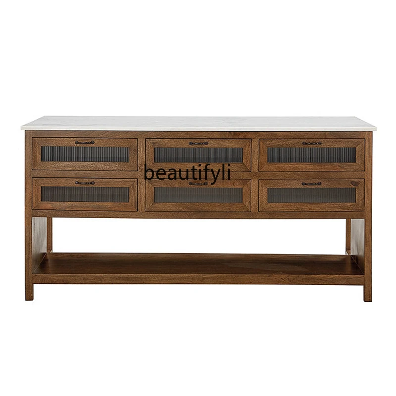 American Country Solid Wood Dining Table Oak Vintage Distressed Villa Dining Table Marble Bar Counter Sideboard Cabinet
American Country Solid Wood Dining Table Oak Vintage Distressed Villa Dining Table Marble Bar Counter Sideboard Cabinet