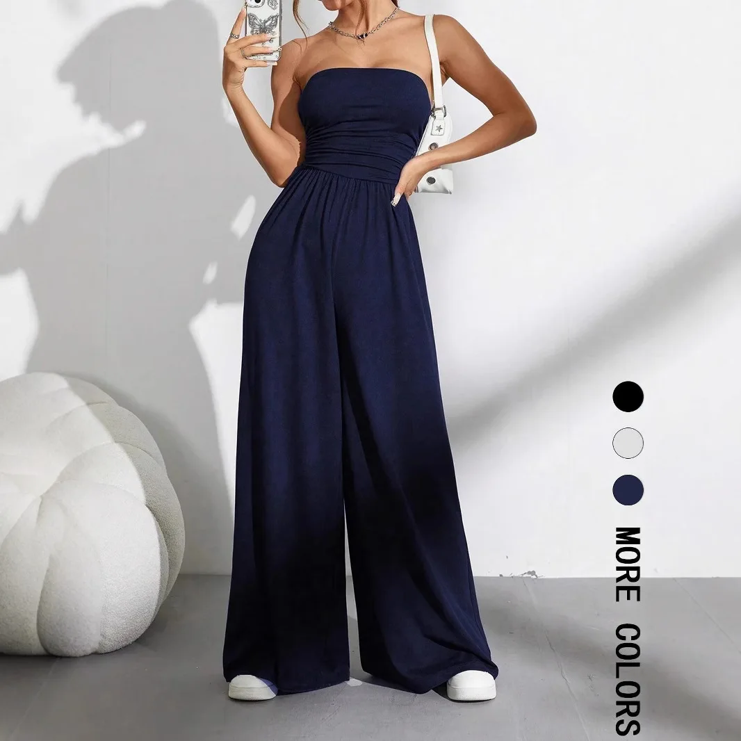 2026 Women's European and American Blue Wide Leg Casual Jumpsuit Women's Summer Jumpsuit Solid Color Fresh Style Sleeveless Pant
2026 Women's European and American Blue Wide Leg Casual Jumpsuit Women's Summer Jumpsuit Solid Color Fresh Style Sleeveless Pant