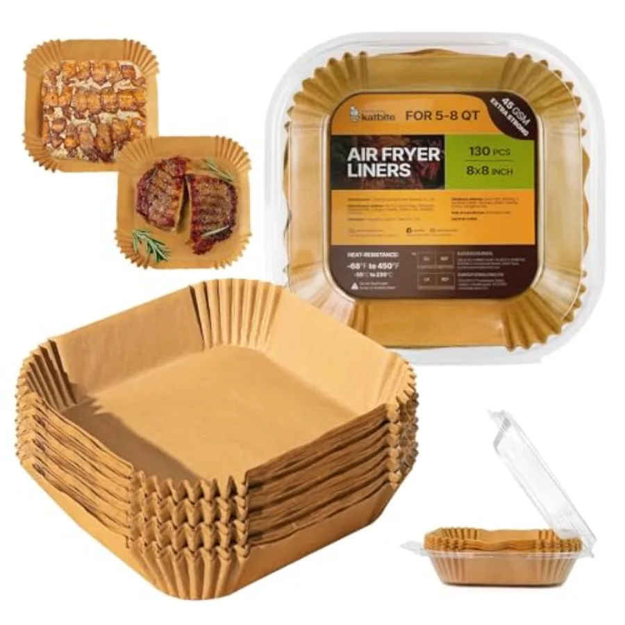 Air Fryer Liners Disposable - 8 inch Square Non-Stick Airfryer Paper Liners, Unbleached Parchment Paper for 5 to 8 Qt Basket, F
Air Fryer Liners Disposable - 8 inch Square Non-Stick Airfryer Paper Liners, Unbleached Parchment Paper for 5 to 8 Qt Basket, F