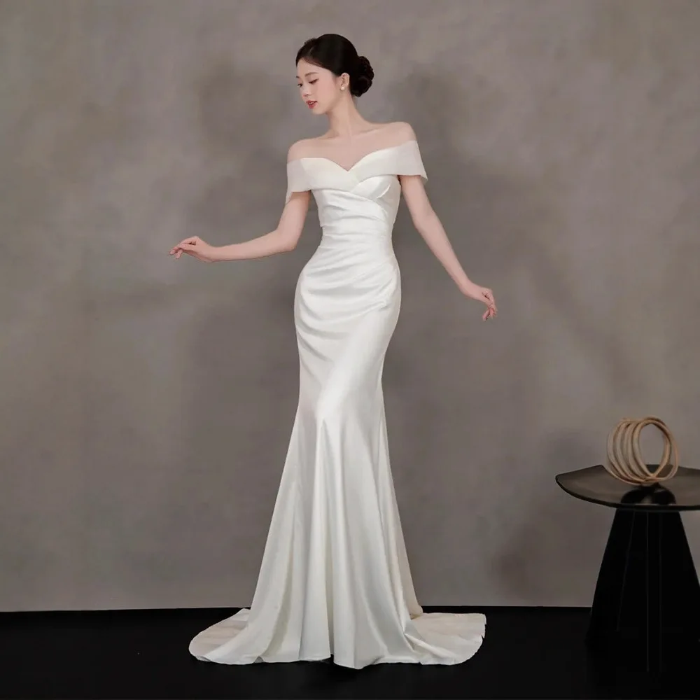 French Satin Light Wedding Dress Super Mori Style Fishtail off-Shoulder Welcome Dress Niche Morning Gowns Women
French Satin Light Wedding Dress Super Mori Style Fishtail off-Shoulder Welcome Dress Niche Morning Gowns Women