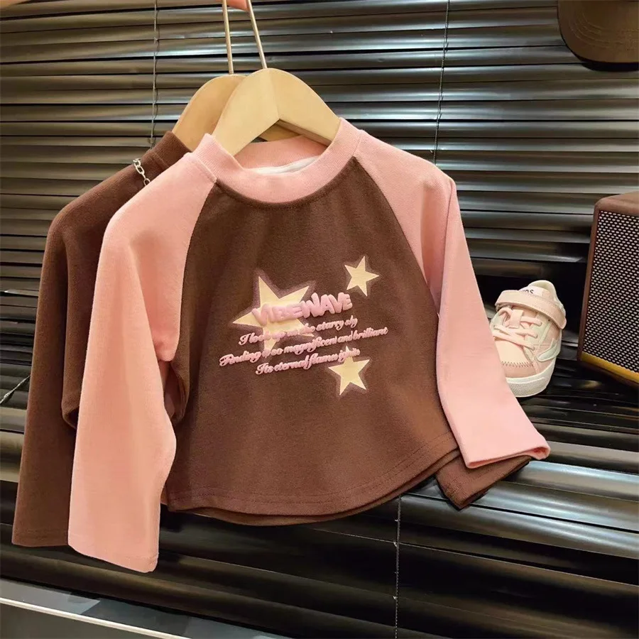 Girls T-shirt New Children Clothing Autumn Top 2024 Fashion All-match Long Sleeve Stitching Stars T-shirt European Fashion Style
Girls T-shirt New Children Clothing Autumn Top 2024 Fashion All-match Long Sleeve Stitching Stars T-shirt European Fashion Style