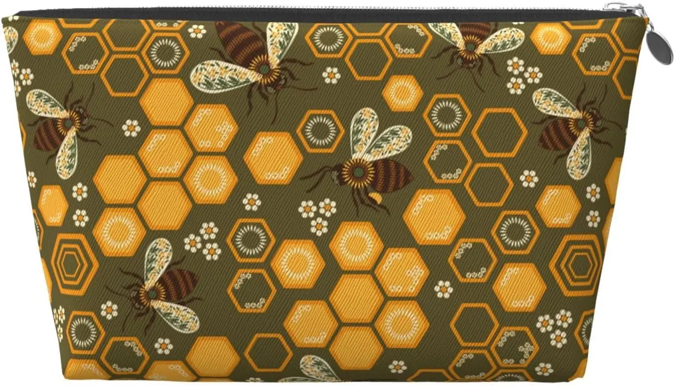 Bees and Honeycombs Makeup Bag Women Travel Size Toiletries Leather Waterproof Toiletry Bag Travel Essentials for Shampoo, Condi
Bees and Honeycombs Makeup Bag Women Travel Size Toiletries Leather Waterproof Toiletry Bag Travel Essentials for Shampoo, Condi