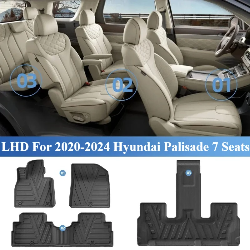 4PCS for 2020-2024 Hyundai Palisade 7 Seats TPE 3D Car Floor Mats All Weather Waterproof Left Rubber,Car Interior Accessories
4PCS for 2020-2024 Hyundai Palisade 7 Seats TPE 3D Car Floor Mats All Weather Waterproof Left Rubber,Car Interior Accessories
