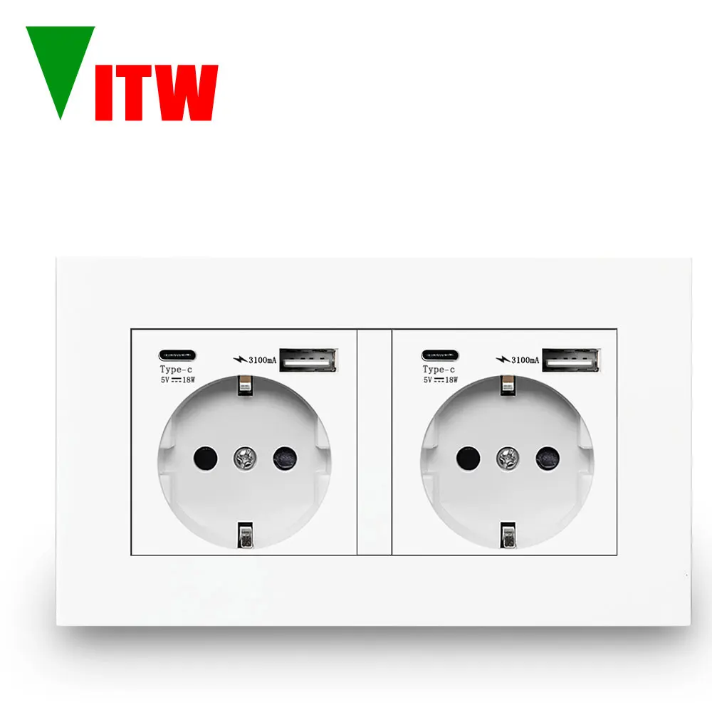 Немецкая настенная розетка Vitw 16А с интерфейсом USB для зарядки A+C, двойными розетками, панель питания 146*86 мм, универсальная розетка европейского стандарта
Немецкая настенная розетка Vitw 16А с интерфейсом USB для зарядки A+C, двойными розетками, панель питания 146*86 мм, универсальная розетка европейского стандарта