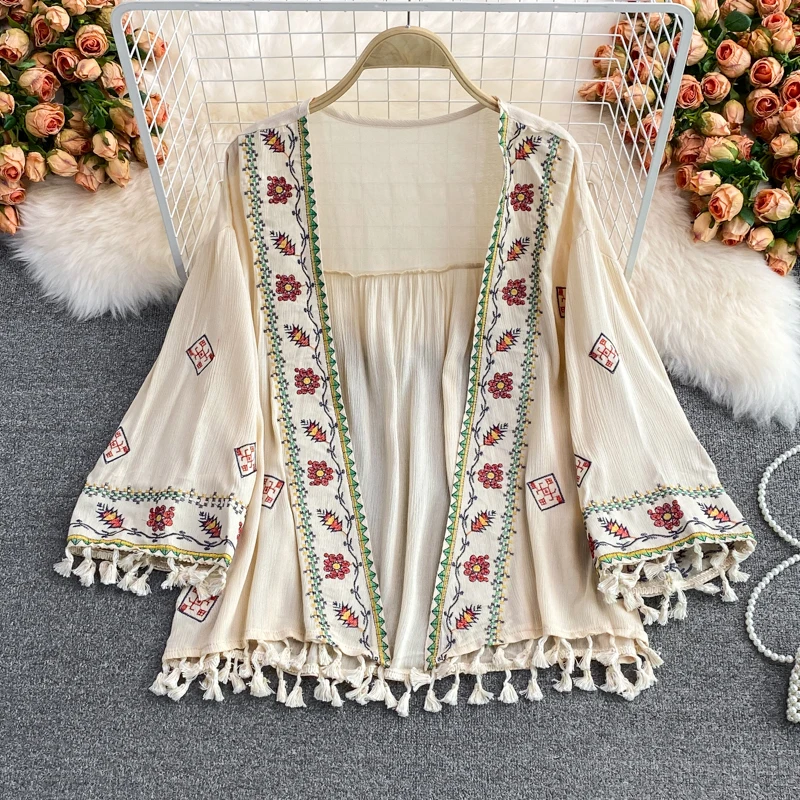 n Sle Loose Fit Embroidered Fringed awl Svel Top for Beach Vaion Sun Protection Summer Faion Women's Cl...
n Sle Loose Fit Embroidered Fringed awl Svel Top for Beach Vaion Sun Protection Summer Faion Women's Cl...