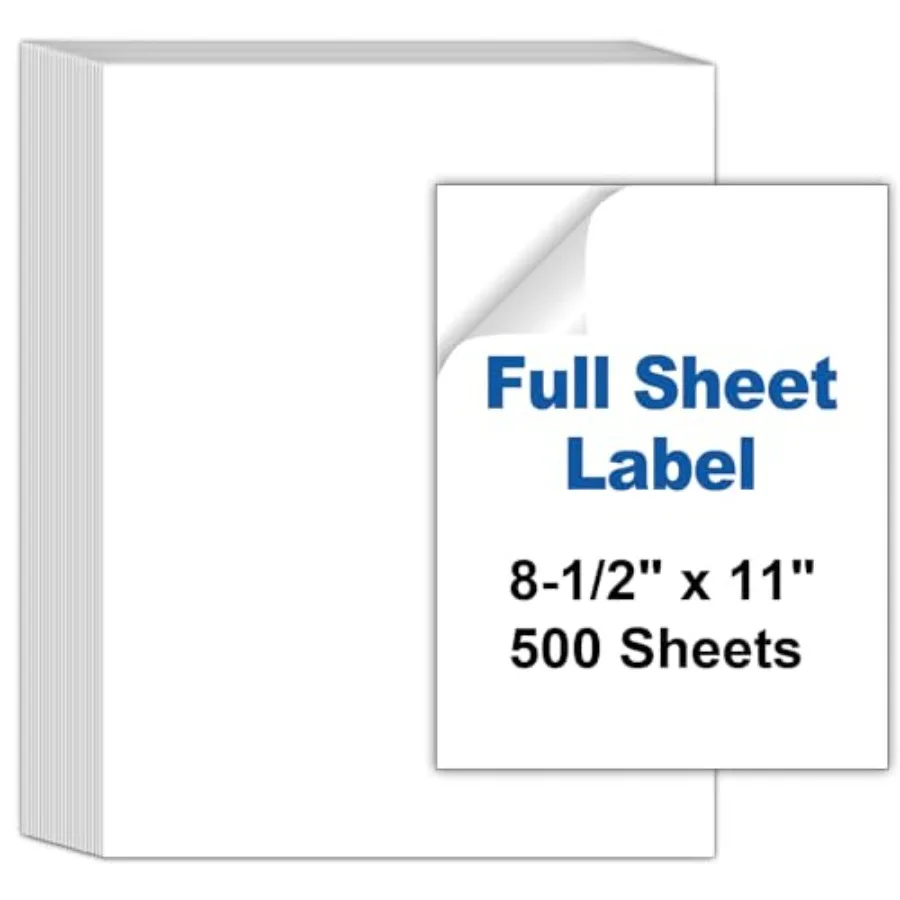 500 Sheets Full Sheet Labels 8.5 x 11 for Laser and Inkjet Printer 500 Pcs Full Page Labels 8.5 x 11 Matte White Self Adhesive
500 Sheets Full Sheet Labels 8.5 x 11 for Laser and Inkjet Printer 500 Pcs Full Page Labels 8.5 x 11 Matte White Self Adhesive