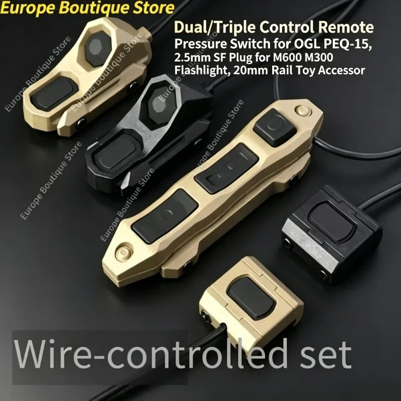 Tactical Remote Pressure Switch Dual/Triple Control For OGL PEQ-15 2.5mm SF Plug M600 M300 Flashlight 20mm Rail Toy Accessory
Tactical Remote Pressure Switch Dual/Triple Control For OGL PEQ-15 2.5mm SF Plug M600 M300 Flashlight 20mm Rail Toy Accessory