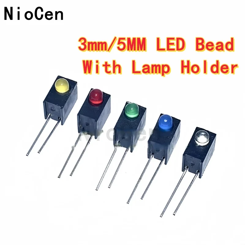 (10pcs)3mm 5MM LED bead with 1 hole lamp holder, red, blue, yellow, green LED, 90 degree bent foot F3 single hole
(10pcs)3mm 5MM LED bead with 1 hole lamp holder, red, blue, yellow, green LED, 90 degree bent foot F3 single hole