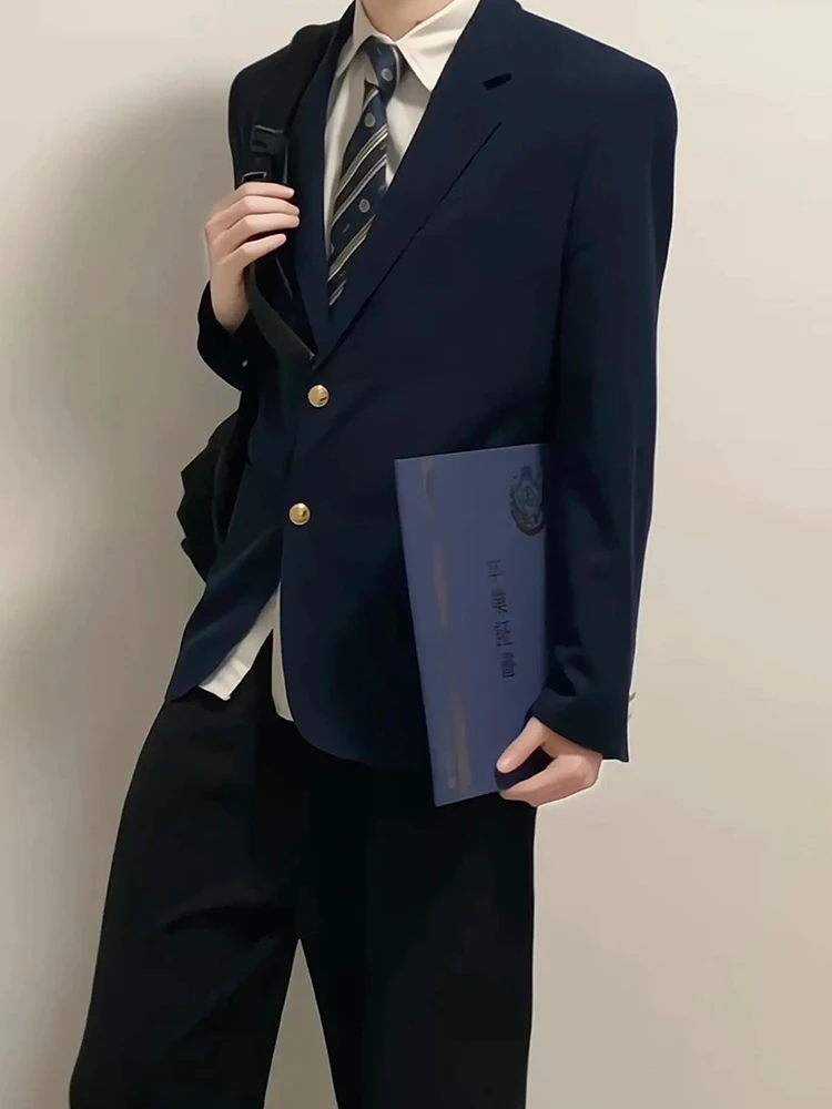 Loose Fit Long Sleeve Men's Casual Suit Jacket Deep Blue Student Class Uniform Westinghouse Youth Fashion All Seasons
Loose Fit Long Sleeve Men's Casual Suit Jacket Deep Blue Student Class Uniform Westinghouse Youth Fashion All Seasons