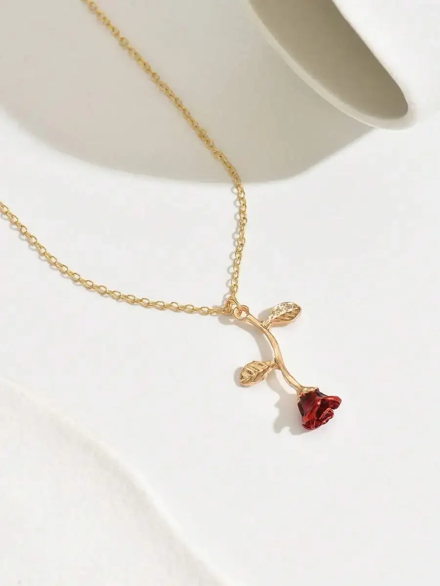 Elegant Red Rose Pendant Necklace For Women Minimalist Fashion Chain Jewelry
Elegant Red Rose Pendant Necklace For Women Minimalist Fashion Chain Jewelry
