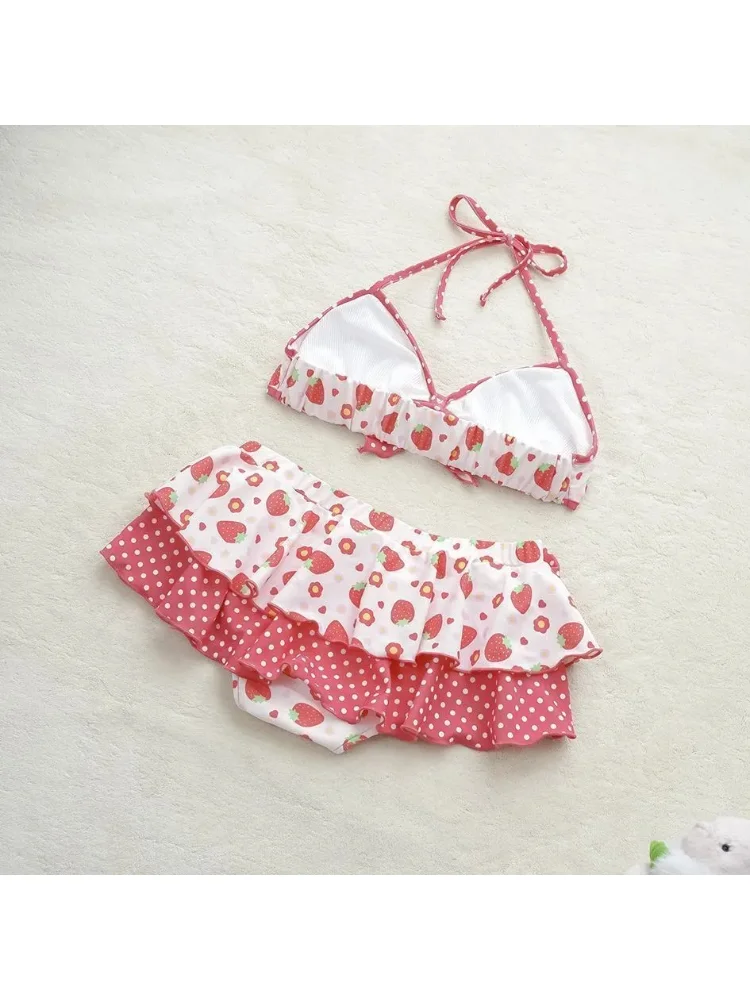 Japanese New Seaside Vacation Sets Swimwears Sweet Lovely Slim Print Swimsuit Sexy Bow Strawberry Casual Women Clothing
Japanese New Seaside Vacation Sets Swimwears Sweet Lovely Slim Print Swimsuit Sexy Bow Strawberry Casual Women Clothing