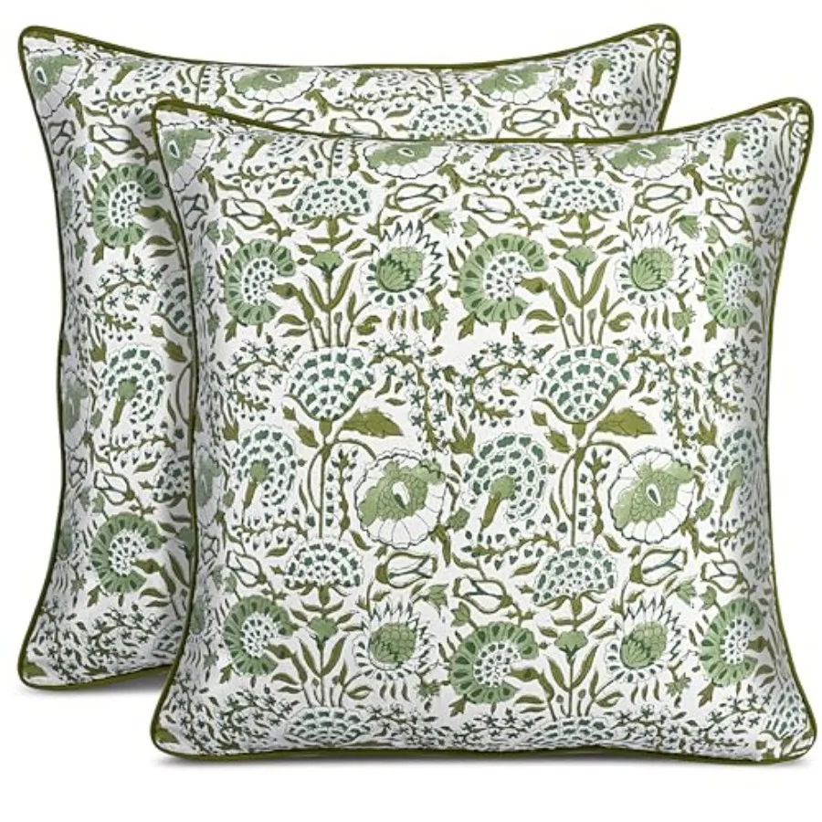 CPC 100% Cotton Throw Pillow Covers 24x24 Inch Set of 2 Green Block Print Pattern Couch Pillow Cute Boho Decorative Pillows for
CPC 100% Cotton Throw Pillow Covers 24x24 Inch Set of 2 Green Block Print Pattern Couch Pillow Cute Boho Decorative Pillows for