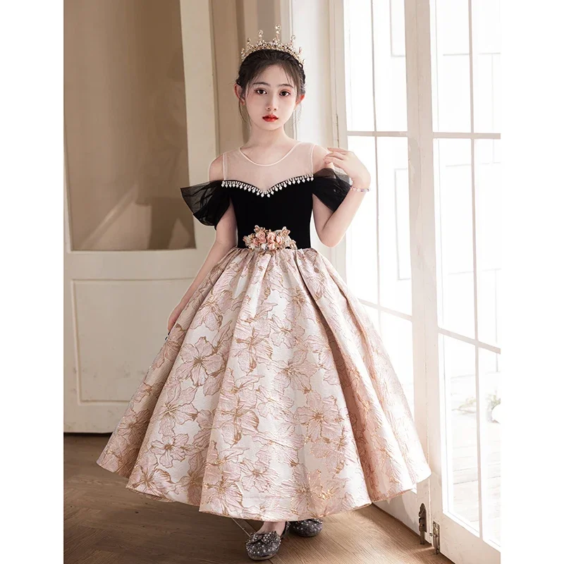 Customized A-line ankle-length Girl's Dress Gold Satin Pink Flower Girls Pageant Gown Black Velvet Elegant Dress Girl Party Dres
Customized A-line ankle-length Girl's Dress Gold Satin Pink Flower Girls Pageant Gown Black Velvet Elegant Dress Girl Party Dres