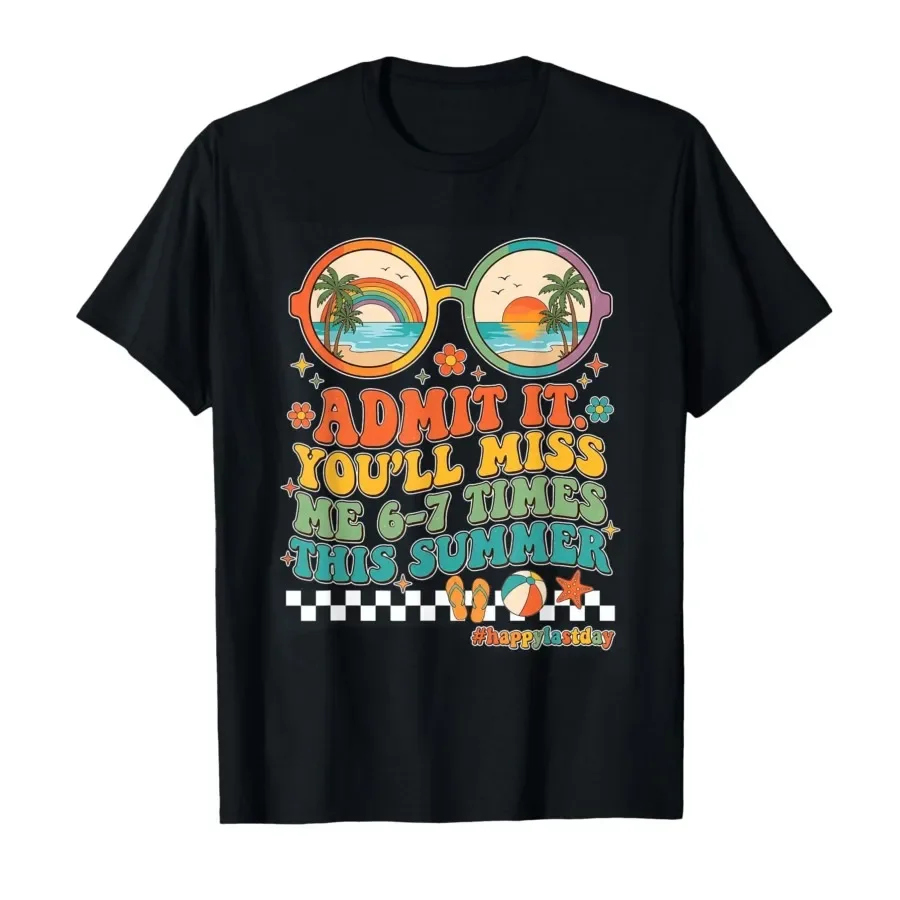 Groovy Last Day of School Funny Admit It You'll Miss Me 6 7 T-shirt For Men Women 100% Cotton T Shirts Short Sleeve Tops 0413-3
Groovy Last Day of School Funny Admit It You'll Miss Me 6 7 T-shirt For Men Women 100% Cotton T Shirts Short Sleeve Tops 0413-3