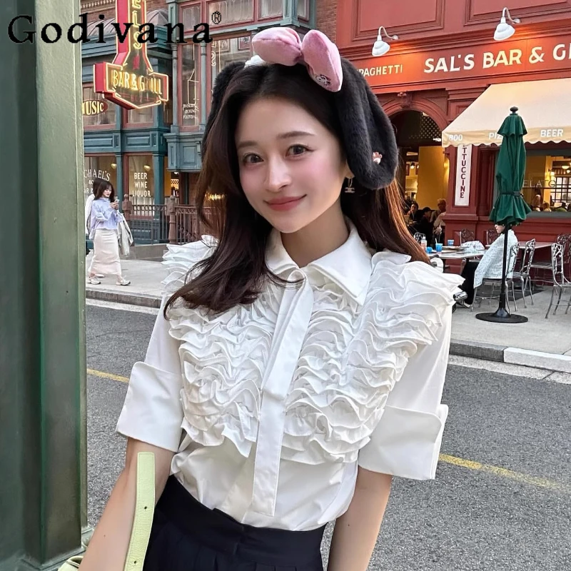 Spring and Summer 2025 Japanese Sweet Ruffled Short Sleeve Shirt Girls Sweet Fashion Versatile Casual Tops Ladies Blouses Mujer
Spring and Summer 2025 Japanese Sweet Ruffled Short Sleeve Shirt Girls Sweet Fashion Versatile Casual Tops Ladies Blouses Mujer