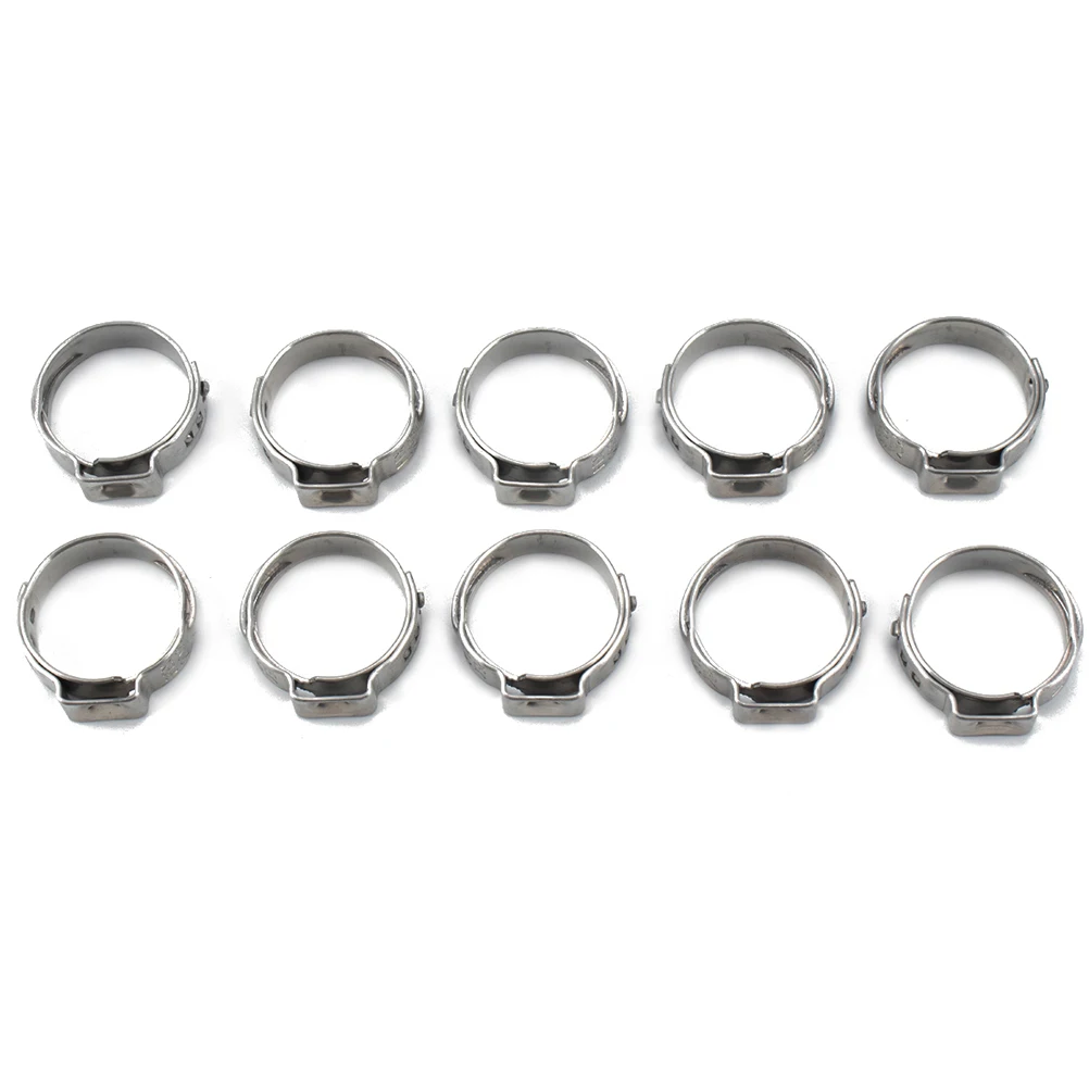 10pcs 3/4 Inch Single Ear Hose Clamps Stainless Steel Water Hose Clips Durable For Automotive Industrial Marine Silver
10pcs 3/4 Inch Single Ear Hose Clamps Stainless Steel Water Hose Clips Durable For Automotive Industrial Marine Silver