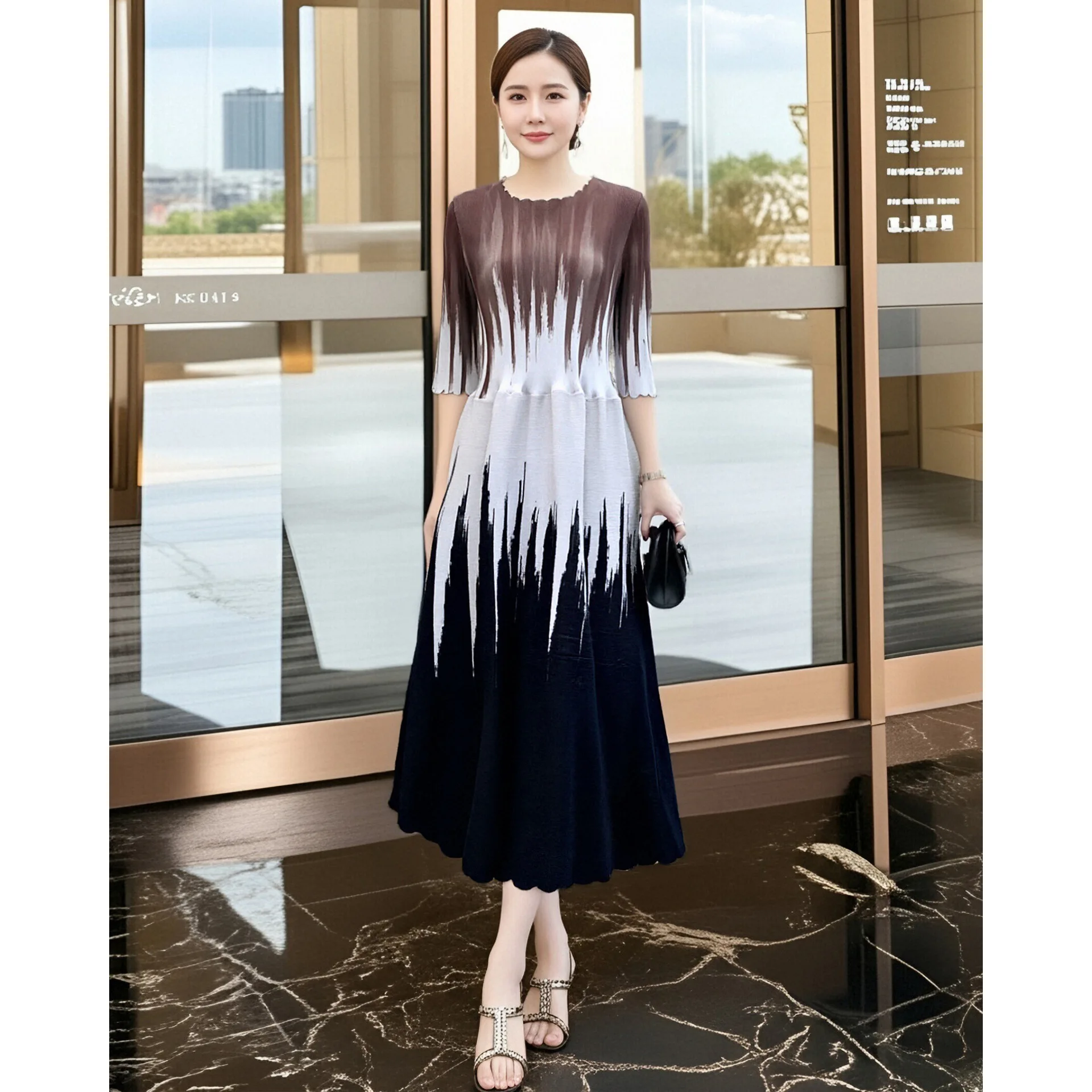 Miyake Pleated Dress Loose Large Size Elegant Skirt New Style Dignified and Elegant Mother's Clothes Spring Skirt
Miyake Pleated Dress Loose Large Size Elegant Skirt New Style Dignified and Elegant Mother's Clothes Spring Skirt