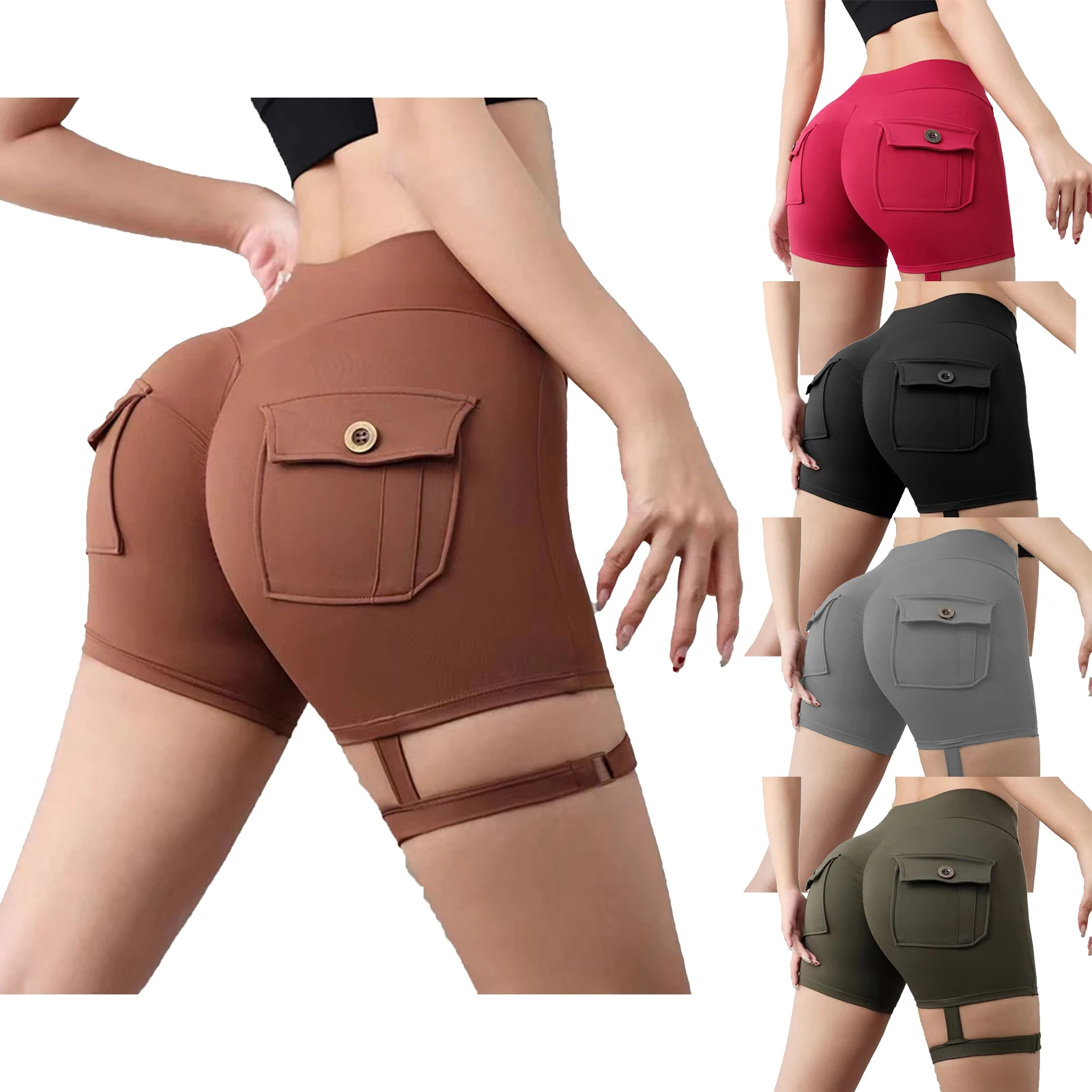 Women High Waist Tummy Control Peach Butt Shorts Hip Lifting Stretchy Adjustable Leg Ring Cargo Pockets Lightweight for Yoga Gym
Women High Waist Tummy Control Peach Butt Shorts Hip Lifting Stretchy Adjustable Leg Ring Cargo Pockets Lightweight for Yoga Gym