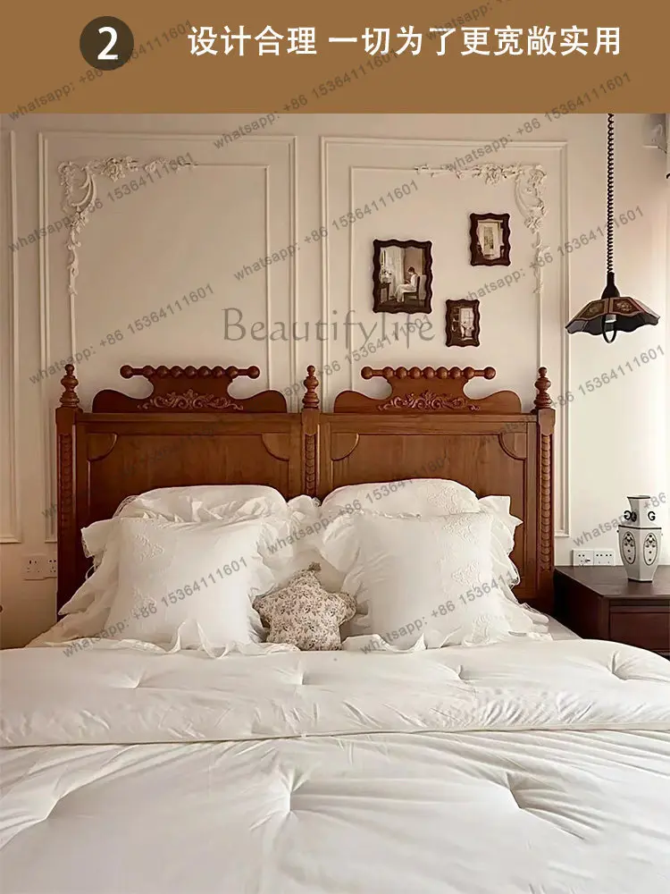 Solid wood bed bedroom French retro master bedroom large bed high-end small apartment medium antique style
Solid wood bed bedroom French retro master bedroom large bed high-end small apartment medium antique style