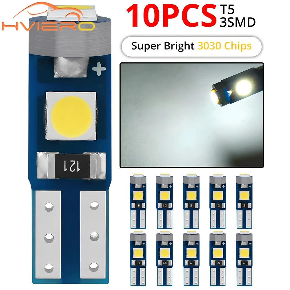 10pcs T5 3SMD LED Super Bright 3030 DC 12V Car Dashboard Interior Dome Reading Light Auto White Side Wedge Indicator Signal Lamp
10pcs T5 3SMD LED Super Bright 3030 DC 12V Car Dashboard Interior Dome Reading Light Auto White Side Wedge Indicator Signal Lamp