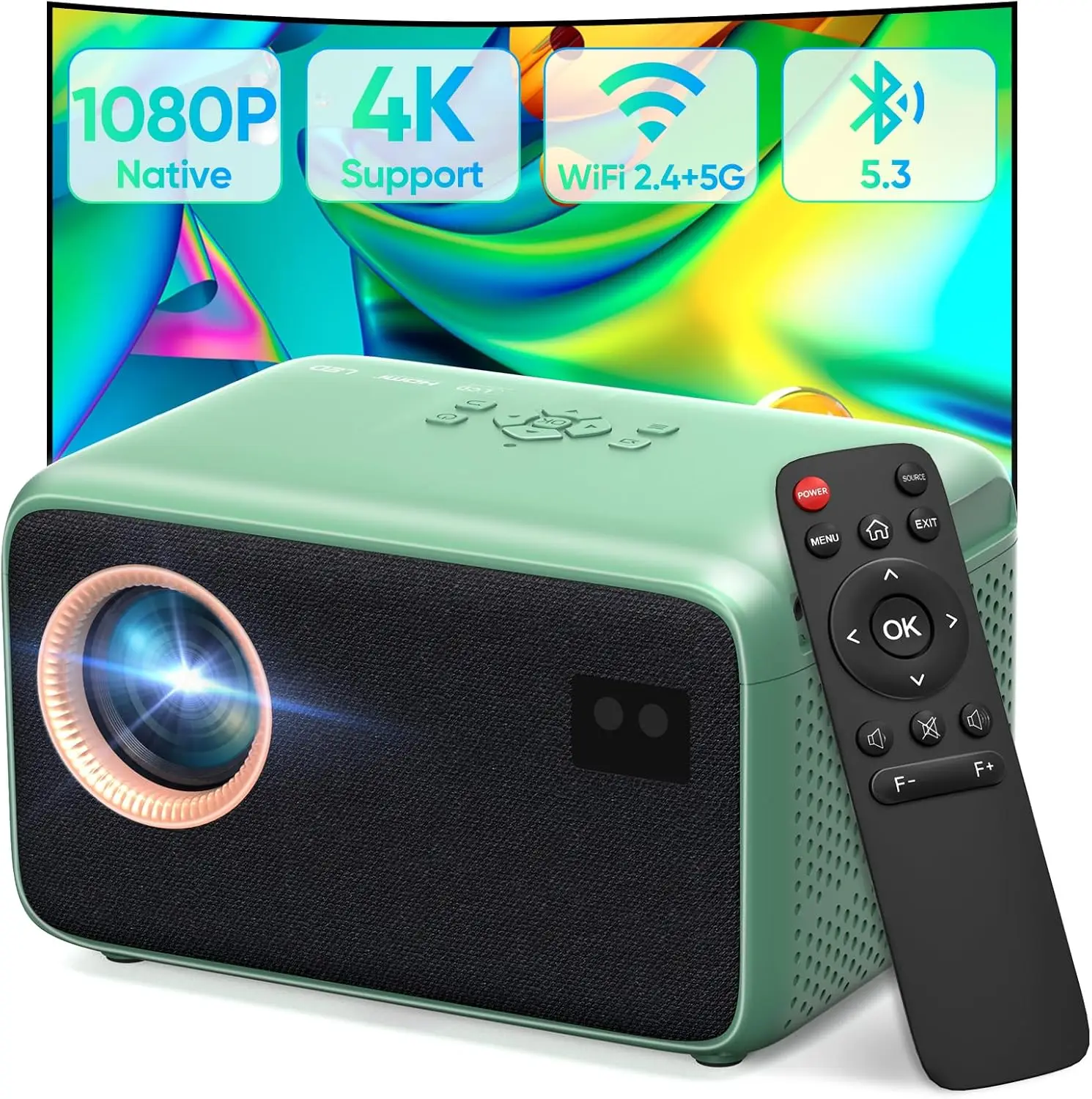 Native 1080P Projector with WiFi 6 & Bluetooth 5.2, Electric Focus & Auto Keystone, Portable Mini Projector for Home Theater
Native 1080P Projector with WiFi 6 & Bluetooth 5.2, Electric Focus & Auto Keystone, Portable Mini Projector for Home Theater