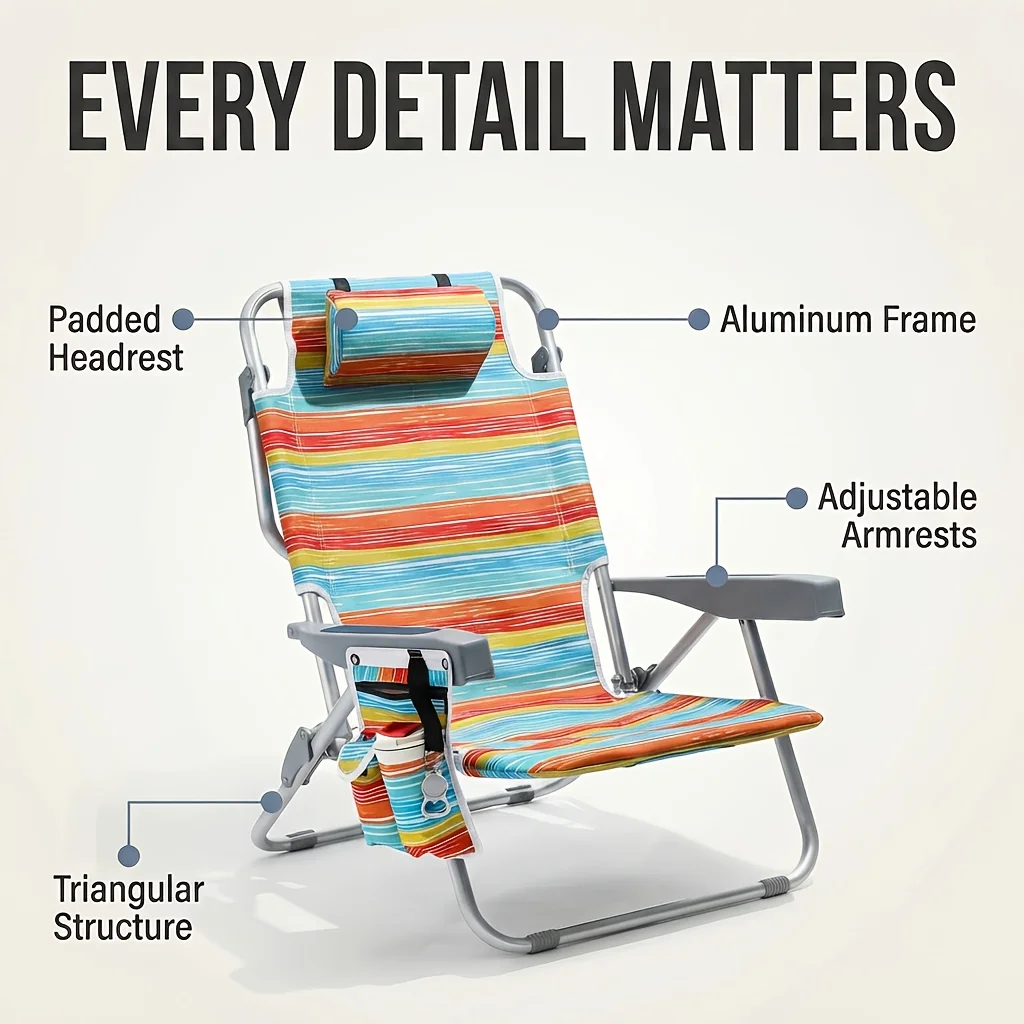 Portable Beach Chair, Lightweight Beach Chair for Adults, Folding Camping Chair with Organizer Bag, Cooler Pouch, Storage Pouch
Portable Beach Chair, Lightweight Beach Chair for Adults, Folding Camping Chair with Organizer Bag, Cooler Pouch, Storage Pouch