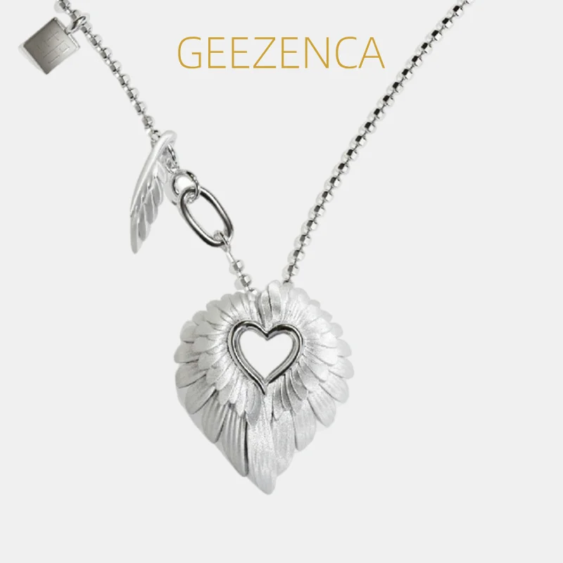 GEEZENCA 925 Sterling Silver Wing Feather Pendant Necklace For Women Original Designer Heart Necklaces Statement Jewelry Gift
GEEZENCA 925 Sterling Silver Wing Feather Pendant Necklace For Women Original Designer Heart Necklaces Statement Jewelry Gift