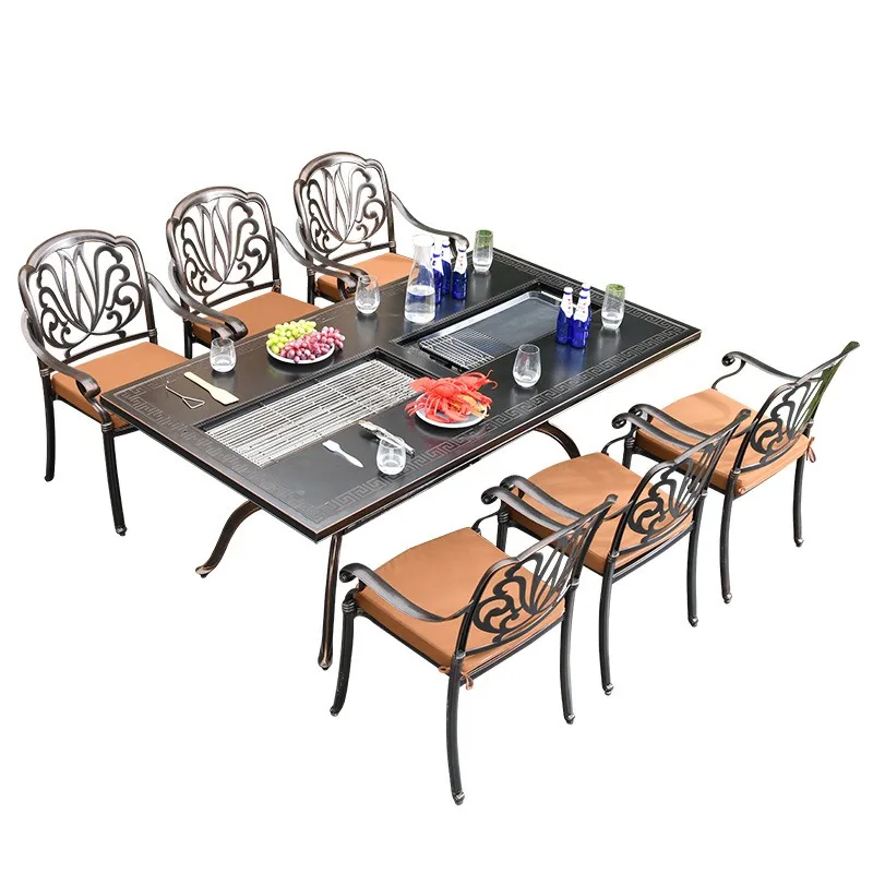 BBQ dining table Outdoor courtyard Electric grilled carbon grilled iron plate Outdoor cast aluminum single table
BBQ dining table Outdoor courtyard Electric grilled carbon grilled iron plate Outdoor cast aluminum single table