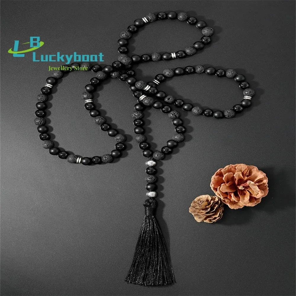 Новое ожерелье из натурального камня 108, ожерелье из вулканического камня, черный оникс, ожерелье с кисточками для йоги
Новое ожерелье из натурального камня 108, ожерелье из вулканического камня, черный оникс, ожерелье с кисточками для йоги
