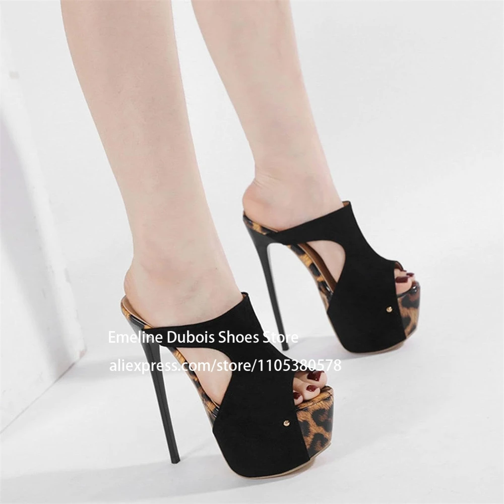 Suede Leopard Cutout Open Toe Platform Stilettos Women Peep Toe Slip on Thin High Heels Sandals Party Streetwear Fashion Shoes
Suede Leopard Cutout Open Toe Platform Stilettos Women Peep Toe Slip on Thin High Heels Sandals Party Streetwear Fashion Shoes