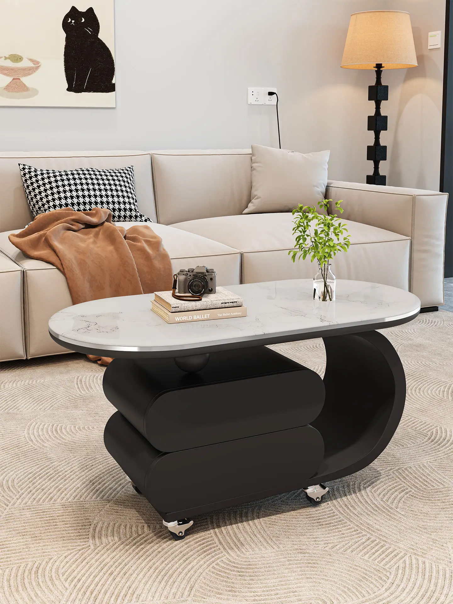 PYJ small apartment movable microcrystalline stone household high-end oval wheeled coffee table
PYJ small apartment movable microcrystalline stone household high-end oval wheeled coffee table