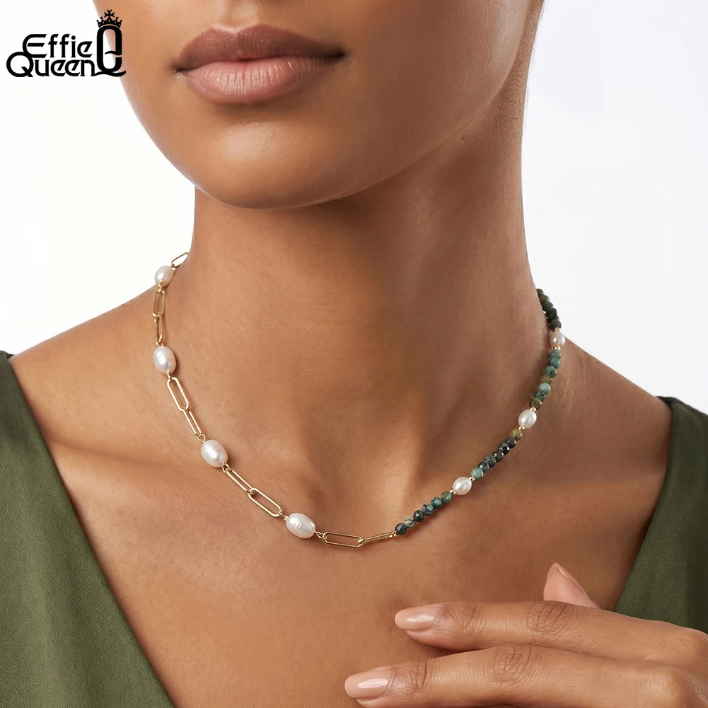 EFFIE QUEEN 925 Sterling Silver African Turquoise Freshwater Pearl Beaded Necklace High Quality Wedding Choker Jewelry MPN17
EFFIE QUEEN 925 Sterling Silver African Turquoise Freshwater Pearl Beaded Necklace High Quality Wedding Choker Jewelry MPN17