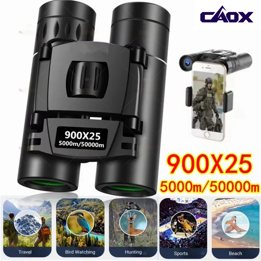 CAOX 900X25 HD Zoom Portable Binoculars Powerful Folding Telescope 5000M/50000M for Hunting Outdoor Camping Sports Long-Distance
CAOX 900X25 HD Zoom Portable Binoculars Powerful Folding Telescope 5000M/50000M for Hunting Outdoor Camping Sports Long-Distance